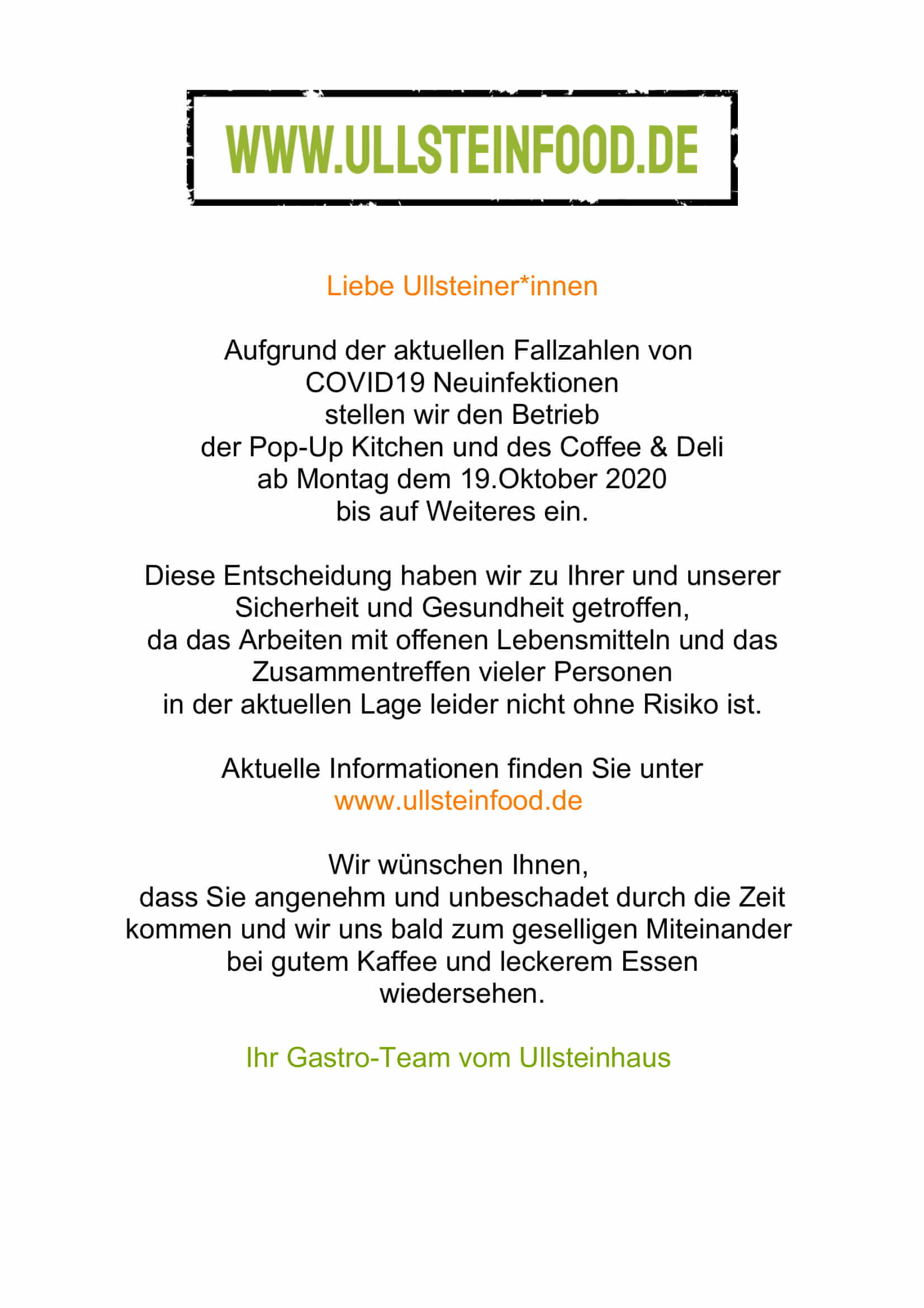 Info Catering Ullsteinhaus Covid-19