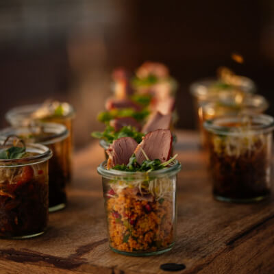 Snacks im Glas für Catering