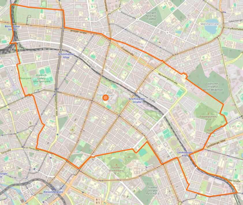 Karte von Berlin Prenzauler Berg